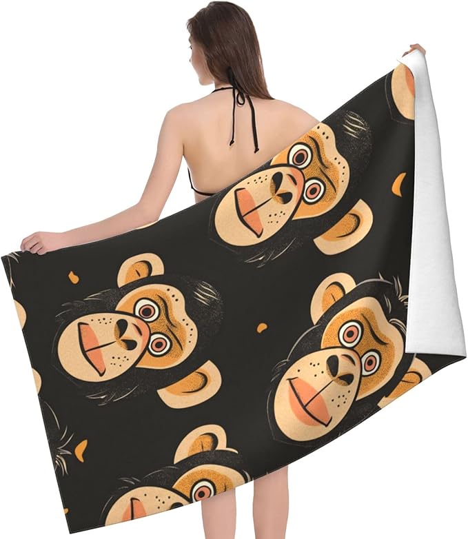 Monkey Beach Towel 31inx51in, Animal Sand-Free Microfiber Bath Towel Ultra Soft Quick Dry Pool Towel Absorbent Towel Lightweight Towel for Swimming Bathroom Decor