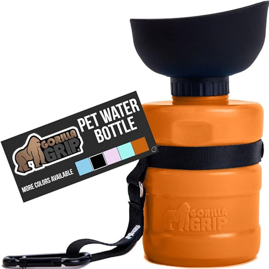GORILLA GRIP Dog Water Bottle, Portable Water Bowl Dispenser for Dogs, 12 oz Leak Proof Pet Travel Squeeze Bottles, Food Grade Silicone, to Go Puppy Essentials, Hiking Camping Trip Accessories, Coral