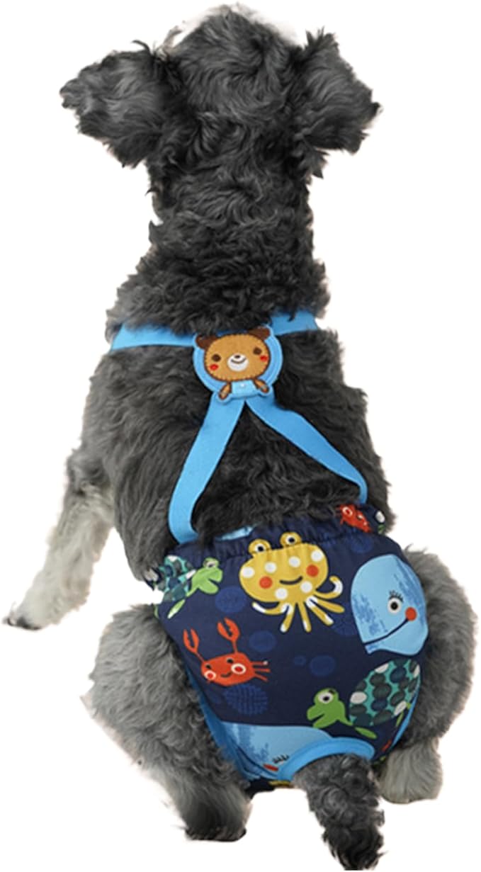 Dog Diaper Female | Washable Female Wraps with Suspender - Reusable Doggy Diaper - for Home Apartment Indoor Outdoor Travel Car Crate Kennel Yard Park Beach Camping