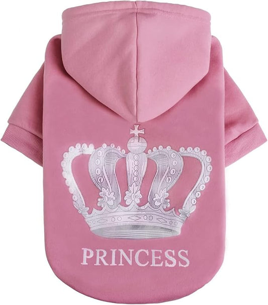 EXPAWLORER Princess Dog Hoodie-Soft Dog Sweater Fleece Sweatshirt Cold Weather Pet Clothes,Pitbull Clothes Outfits,Coat Apparel for Puppy,Cat, Small Medium Large Dogs