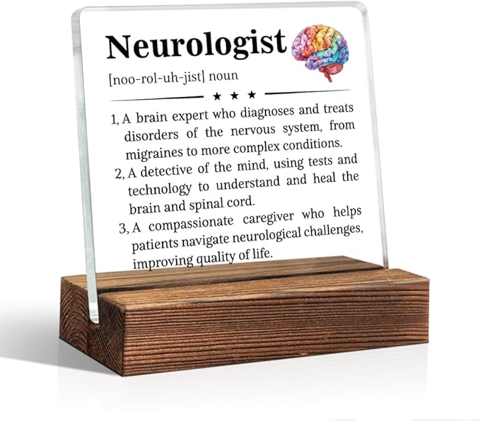 Neurologist Definition Acrylic Sign with Wood Stand, Neurologist Therapist Thank You Gifts, Appreciation Gifts for Neuro Surgeon, Neurology Desk Decor Sign, Neuroscience Nurses Week