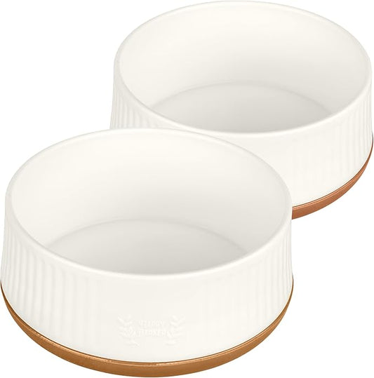 Harry Barker Small Modern Dog Bowls, 2-Pack Eco-Friendly Plastic Pet Food & Water Bowls, Non-Slip Base, Dishwasher Safe, BPA-Free, Neutral Design