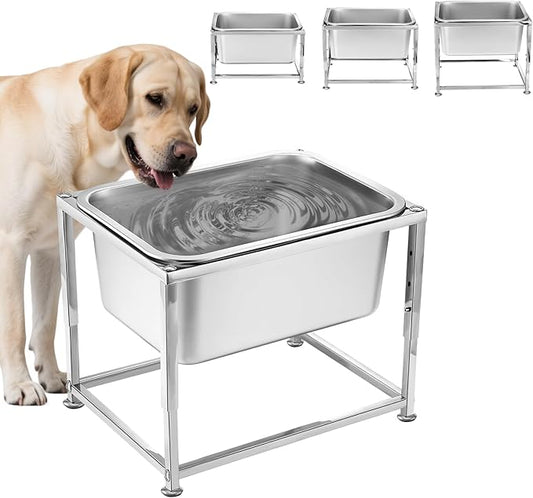 3 Gallons Large Elevated Dog Water Bowl - 3 Height Adjustable (8.5'', 10'', 11.6'') Raised Stand, Stainless Steel Dog Bowl for Medium Large Dogs Relief Joint Pressure