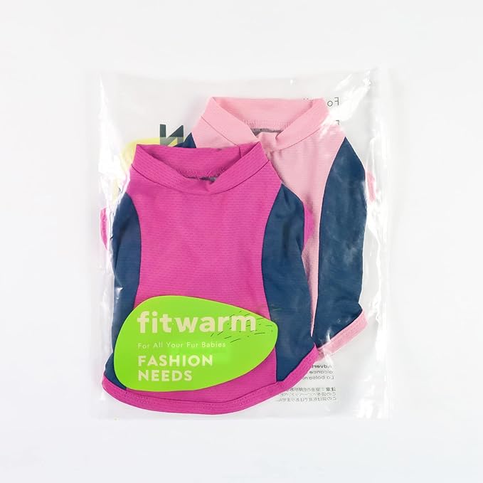 Fitwarm 2 Pack UPF 50+ UV Sun Protection Dog Shirt, Lightweight Breathable Cooling Vest, Quick Dry Dog Summer Clothes for Small Dogs Boy Girl, Reflective Label Pet Cat Outfit, Pink, XS