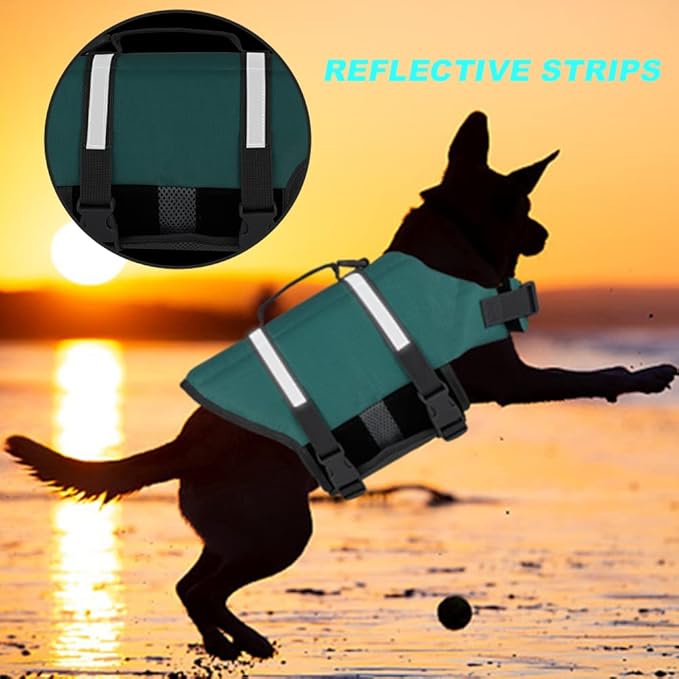Doglay Dog Life Jacket, Dog Life Vest for Swimming Boating, Adjustable Puppy Life Jacket with Reflective Stripes, Superior Buoyancy Dog Swimming Vest for Small Medium and Large Dogs