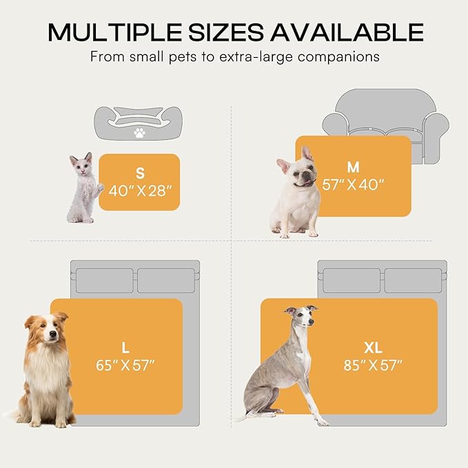 Luciphia Waterproof Dog Blanket for Medium Dogs Washable Soft Sherpa Fleece Cat Blankets with 3D Jacquard Cozy Calming Reversible Couch Protector Furniture Protection for Pet, Gray White, 57x40 inch