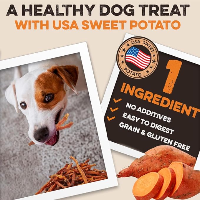 BRUTUS & BARNABY Sweet Potato Dog Treats- No Additive Dehydrated Sweet Potato Fries, Grain Free, Gluten Free and No Preservatives Added (5lb)