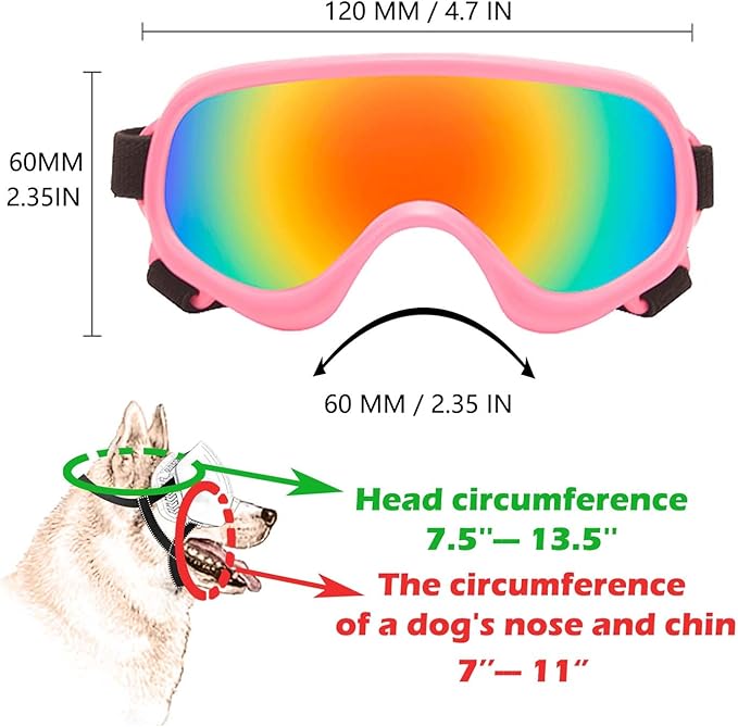 Dog Sunglasses,Doggles Anti-UV Protection, Pet Sunglasses with Adjustable Strap, Suitable for Motorcycle Car Driving Bike Riding Hiking Swimming Wind Dust Fog Dog Eye Protection
