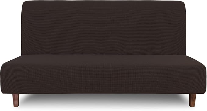 Easy-Going 100% Waterproof Futon Cover, Dual Waterproof Couch Cover for Futon, Stretch Jacquard Sofa Cover, Leakproof Furniture Protector for Kids, Pets, Dog and Cat (Medium, Chocolate)