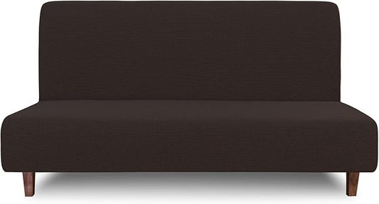 Easy-Going 100% Waterproof Futon Cover, Dual Waterproof Couch Cover for Futon, Stretch Jacquard Sofa Cover, Leakproof Furniture Protector for Kids, Pets, Dog and Cat (Medium, Chocolate)