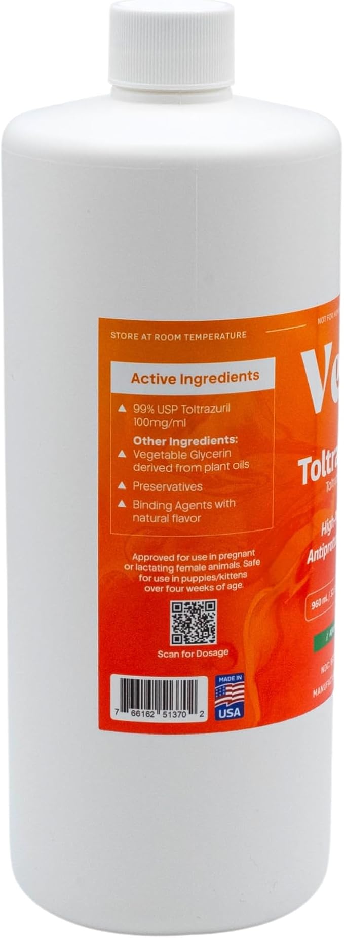 Toltrazuril 10.0% for Horses, Dogs, Cats, 960mL/32.4Ounce, for Non-Food Chain Animals, Alfalfa