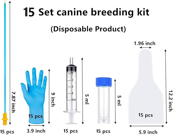 15 Set AI Artificial Insemination Dog Breeding Kit, Canine Breeding Kit, Disposable Canine Artificial Insemination, Dog Insemination Breeder Kit, Canine Breeding Supplies for Large Breeds( 7.87 inch)S