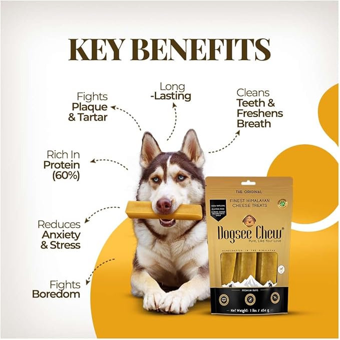 Dogsee Himalayan Yak Chews (Monster/XL- 1 Chew) | Yak Chews for Large Dogs | Dog Treats | Helps Joint Pain | Rawhide-Free | Long Lasting for Dogs Over 55 lbs
