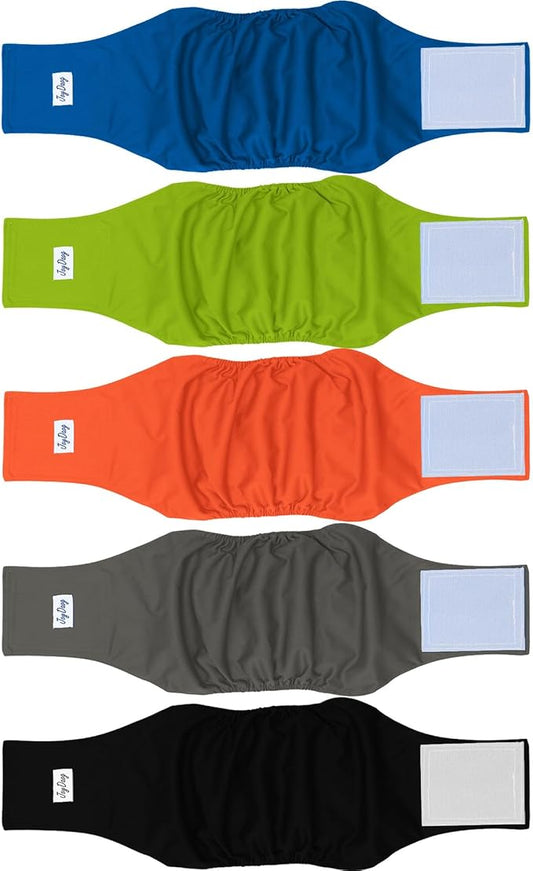 Reusable Dog Belly Bands for Male Dogs Diapers,5 Pack Premium Washable Dog Diapers Male Doggie Nappies Wrap,L
