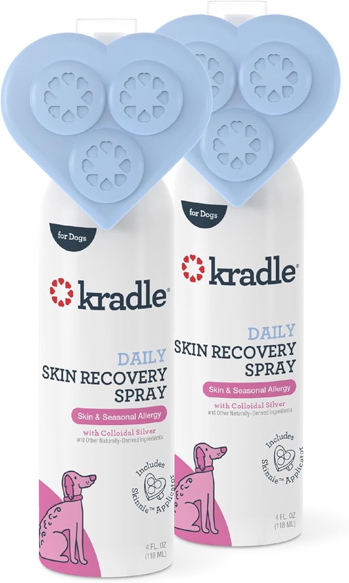 Kradle Skin Recovery Spray for Dogs - with Colloidal Silver, Lavender, and Menthol - Soothe Hotspots + Skin Related Issues - 2 Pack