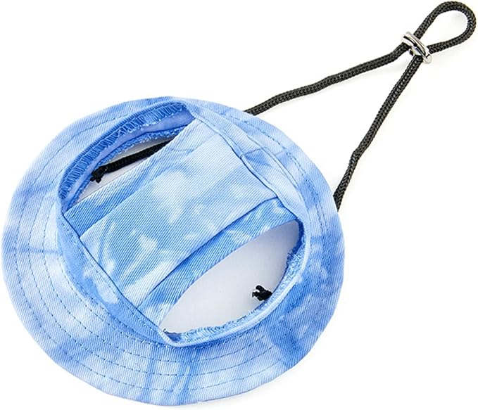 Round Brim Princess Hat Visor Hat Pet Dog Mesh Porous Sun Hat with Ear Holes for Small, Extra Small Dog Teddy, Pug, Chihuahua, Shih Tzu, Yorkshire Terriers, Papillon T-Blue M