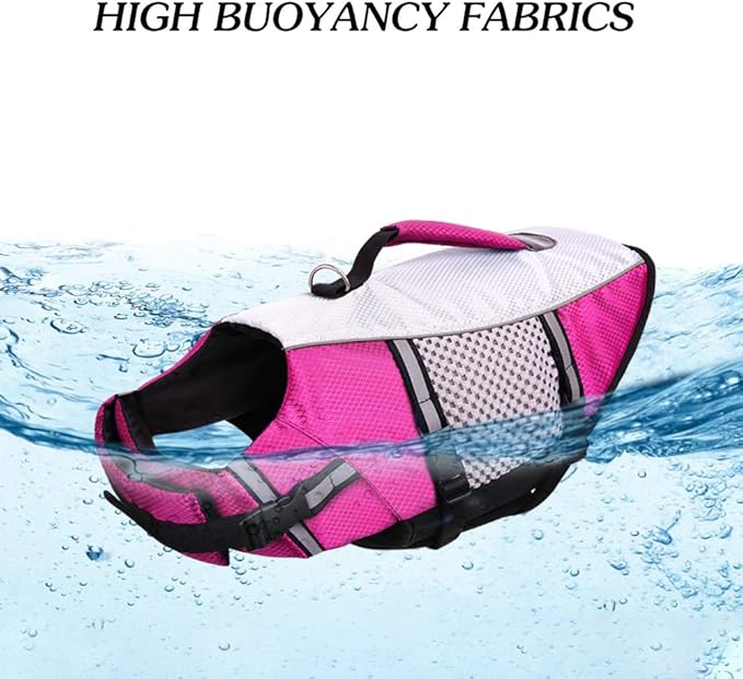 Queenmore Dog Life Jacket Swimming Vest Small Medium Dogs Neoprene Water Boating Life Preserver Lightweight Reflective Cat Puppy Kayaking Lifesaver for Yorkshire Terrier,Chihuahua,Teacup (Pink,XS)