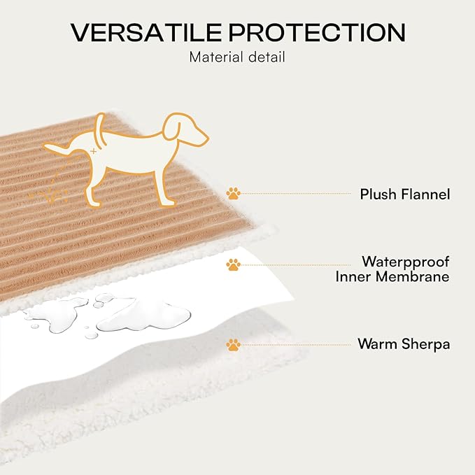 Luciphia Waterproof Dog Blanket for Medium Large Dogs Ultra-Soft Calming Cut Pile Flannel Throw Durable & Warm Furniture Protection for Couch Car Pet Blanket Machine Washable Warm Caramel,M(57''x40'')