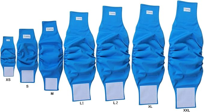 Teamoy Reusable Wrap Diapers for Male Dogs, Washable Puppy Belly Band Pack of 3 (S, 10"-13" Waist, Black+ Gray+ Lake Blue)