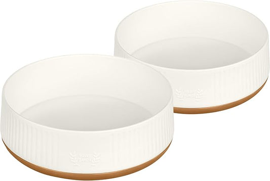 Harry Barker Large Modern Dog Bowls, 2-Pack Eco-Friendly Plastic Pet Food & Water Bowls, Non-Slip Base, Dishwasher Safe, BPA-Free, Neutral Design