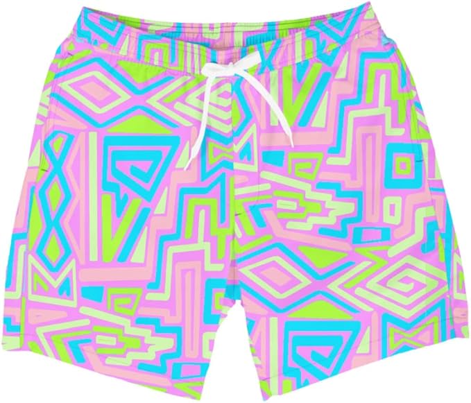Tipsy Elves Men's Stretch Swim Trunks 7 Inch Inseam 4-Way Stretch with Mesh Liner - Quick-Dry Funny Swimwear Bathing Suit
