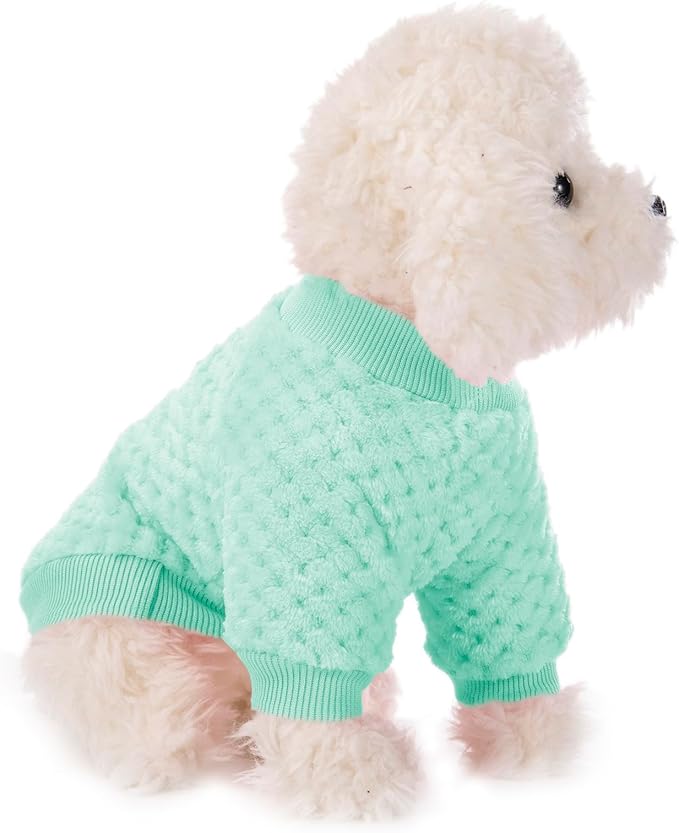 POMIU Dog Sweater, Dog Sweaters for Small Medium Dogs or Cat, Warm Soft Flannel Pet Clothes for Dogs Girl or Boy, Dog Shirt Coat Jacket (Ice Blue+Light Coffee+Teal, X-Large)