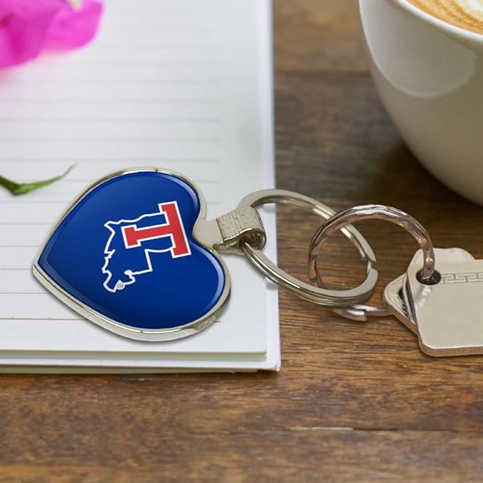 Louisiana Tech University Bulldogs Logo Keychain Heart Love Metal Key Chain Ring