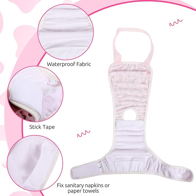 ASENKU 2 Pack Dog Diapers Female Dogs, Dog Suspenders Reusable Doggie Diapers for Female Dogs Small,Washable Dog Period Diapers Dog Panties for Small Girl Dogs in Period Heat