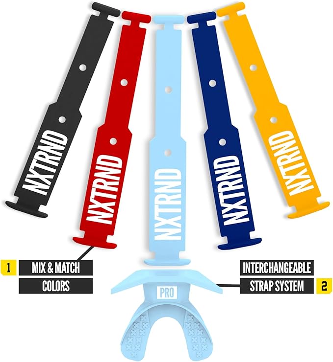Nxtrnd One Pro Football Mouth Guard, Interchangeable Strap, Fits Adult & Youth (Columbia Blue)