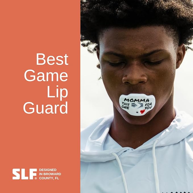 SLEEFS Football Mouth Guard - Lip/Mouthguard with Helmet Strap - Lip/Teeth Protector Mouthpiece - No Boil - for Youth/Adults, Maximum Air Flow, for All Sports - Momma This One for You