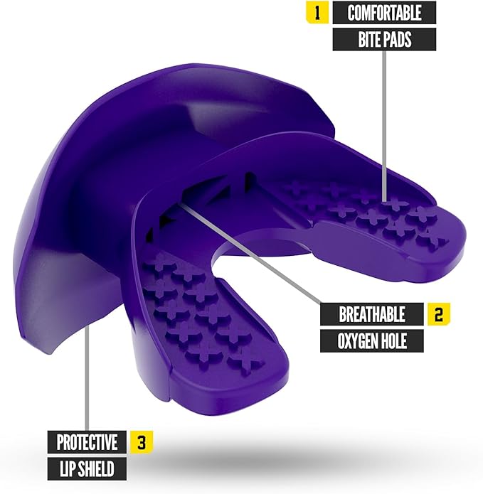 Nxtrnd One Football Mouth Guard, Strap Included, Fits Adult & Youth (Purple)