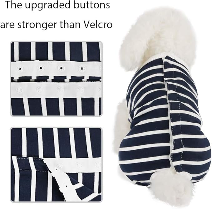 Dog Diapers Period Suit for Female Dog Sanitary Panties in Heat Male Doggy Diapers Cover Dog Onesie to Keep Diaper On Fit for Small Medium Dogs Blue Stripe/XL