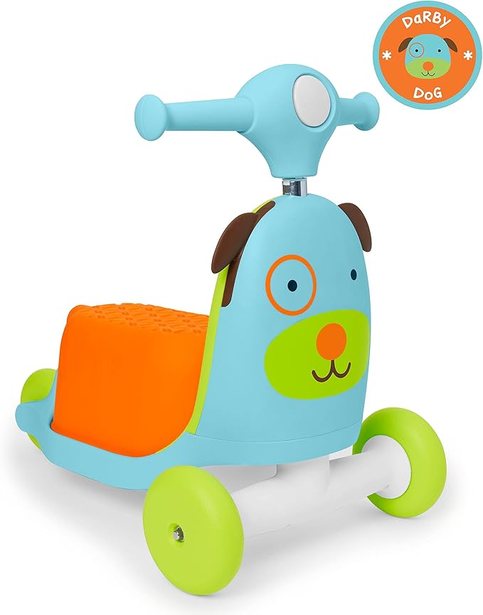 Skip Hop 3-in-1 Baby Activity Push Walker & Ride On Scooter Toy, Dog