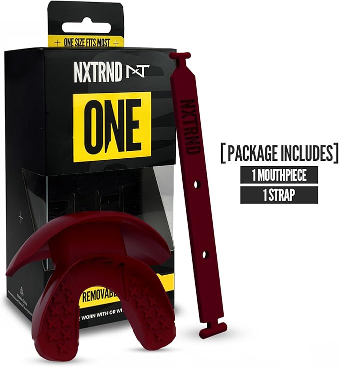 Nxtrnd One Football Mouth Guard, Strap Included, Fits Adult & Youth (Maroon)