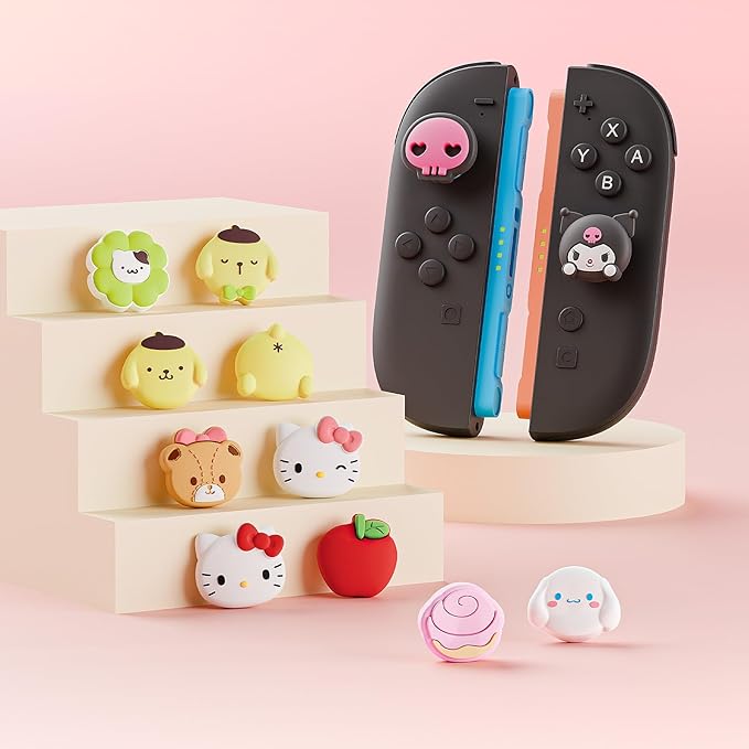 Thumb Grip Caps Compatible with Nintendo Switch 2, Silicone Joystick Grip Caps for Switch 2025, 4pcs, Cute Dog Style, Pink & White