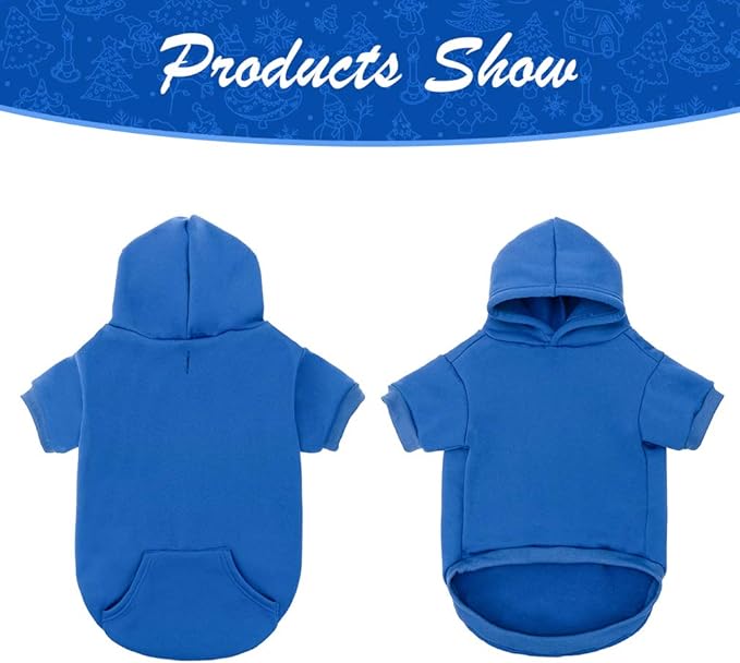 KOOLTAIL Dog Hoodie for Large Medium Small Dogs,Soft and Warm Pet Sweater with Leash Hole and Pocket Boy Girl,Puppy Fall Winter Jacket Clothes,French Pitbull Cold Weather Coat Sweatshirt,Blue S
