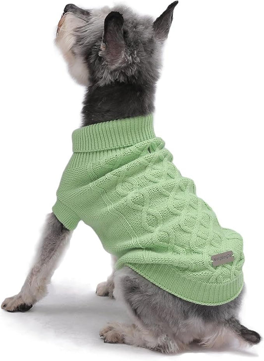 Dog Warm Winter Sweater Pet Clothes Knitwear for Medium Dog for Corgi, West Highland, Schnauzer, Border Collie, Dog Outfits(Green XL)