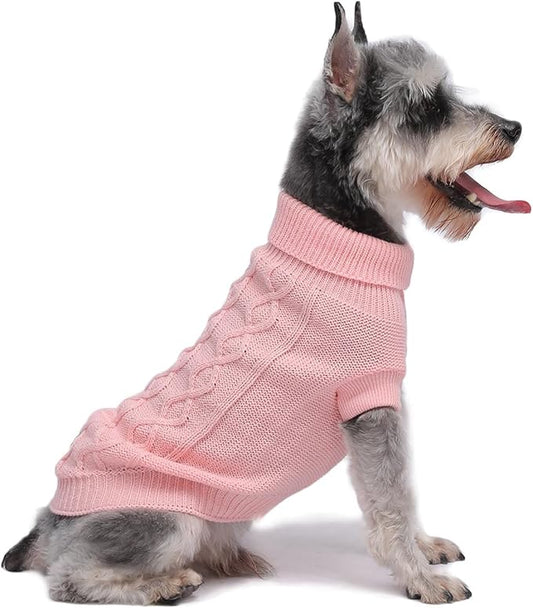 Dog Warm Winter Sweater MengMengDa Pet Clothes Puppy Knitwear for Small to Medium Dog Outfits (Pink XL)