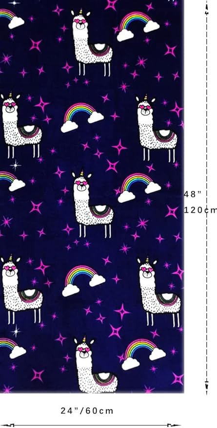 YIFONTIN Kids Beach Towel Super Soft Absorbent Throw Blanket 100% Cotton 24”X48” for Kids Swimming Bath Travel Sports Holiday Camping and Picnic, Alpaca Starry Sky.