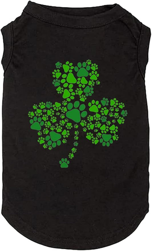 Dog Apparel Lucky Boy Letter Print Clover Shirts for Small Large Dog Vest Puppy Gift St Patrick's Day Costume(XX-Large,Black02)