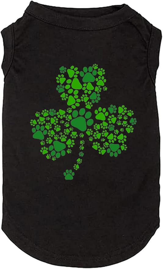 Dog Apparel Lucky Boy Letter Print Clover Shirts for Small Large Dog Vest Puppy Gift St Patrick's Day Costume(Medium,Black02)