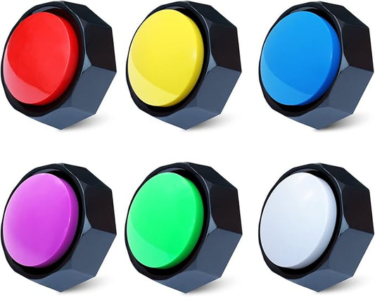 Recordable Buttons, Dog Training and Communication Buttons, Pack of 6, 30 Seconds Recording, 30 Scene 15 Custom Stickers, 6 Pairs Non-Slip Stickers, Sound Quality is Clearly (Batteries Included)