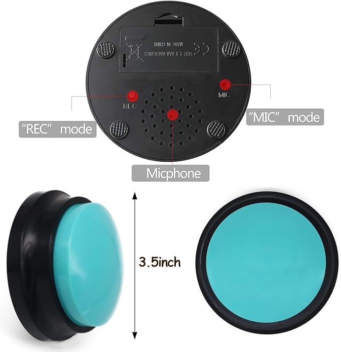 Voice Recording Button, Dog Buttons for Communication Pet Training Buzzer, 30 Second Record & Playback, Funny Gift for Study Office Home, 6 Packs