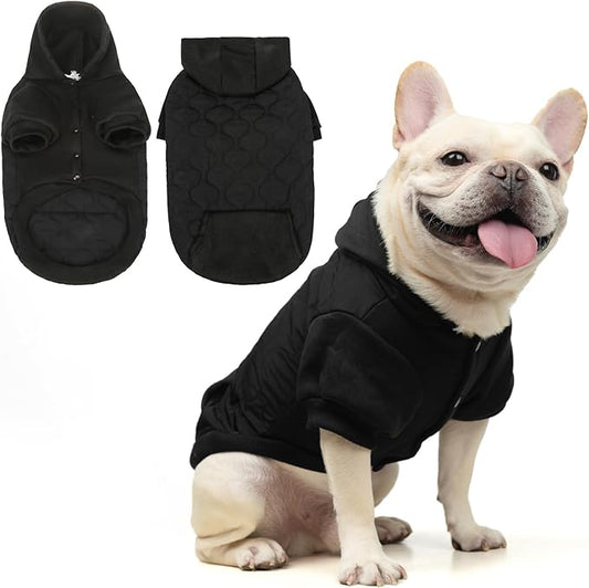 KOOLTAIL Warm Dog Winter Coat for Small Dogs, Waterproof Puppy Jacket with Leash Hole, Cold Weather Pet Vest for Winter, Soft Pet Hoodie Sweater Sweatshirt Clothes for Puppy Cats Girls Boys Black M