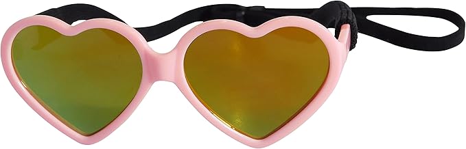 G012 Dog Pet Heart Shape Costume Prop Sunglasses Medium Breeds 20lb-40lbs (Pink-Pink Mirror)