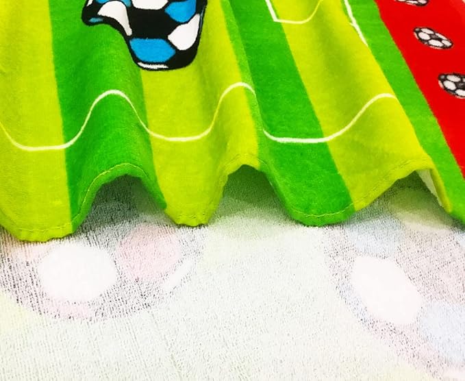 YIFONTIN Kids Beach Towel Super Soft Absorbent Throw Blanket 24X48 inch 100% Cotton for Kids Swimming Bath Camping, Soccer Green Stripes.