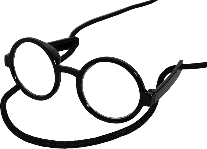 G015 Dog Cat Pet Costume Glasses Goggles for Small Breeds up to 15lbs (Round Black-Clear Lens)