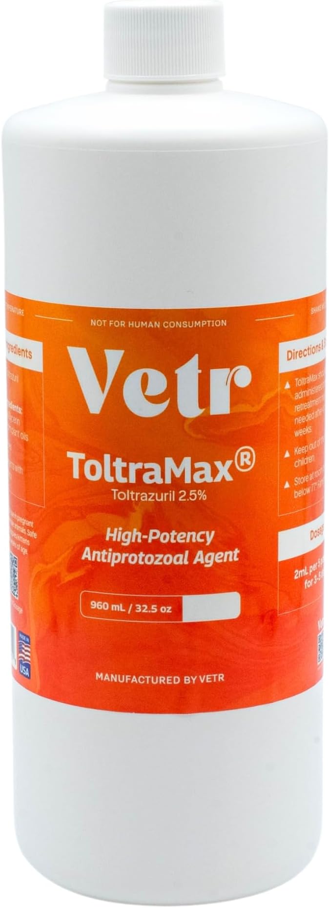 Toltrazuril 2.5% for Horses, Dogs, Cats, 960mL/32.4 Ounce, for Non-Food Chain Animals