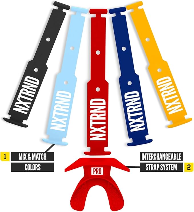 Nxtrnd One Pro Football Mouth Guard, Interchangeable Strap, Fits Adult & Youth (Red)