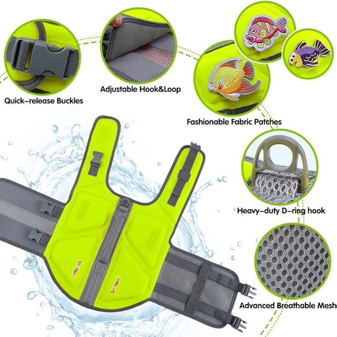 Dog Life Jacket - Small Dog Flotation Vest with Reflective Stripes and Rescue Handle